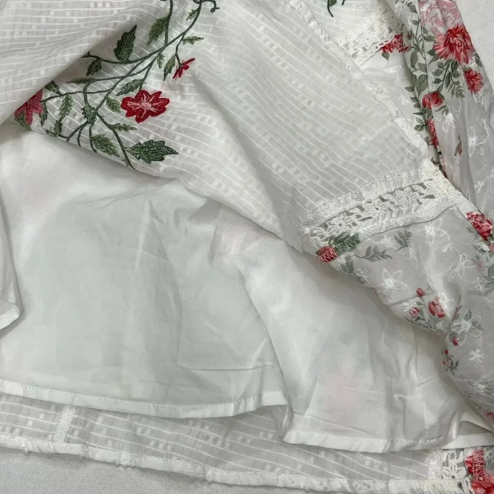 Altar'd State Embroidered Cotton Mini Dress Puff Sleeve Romantic Small NWOT - Picture 9 of 11